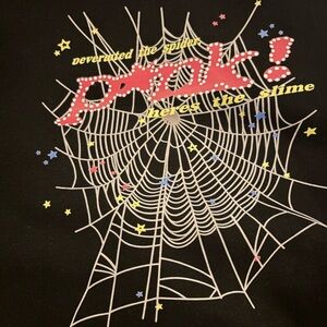 Prada Men’s Black Graphic Spiderweb T-Shirt with Red Logo